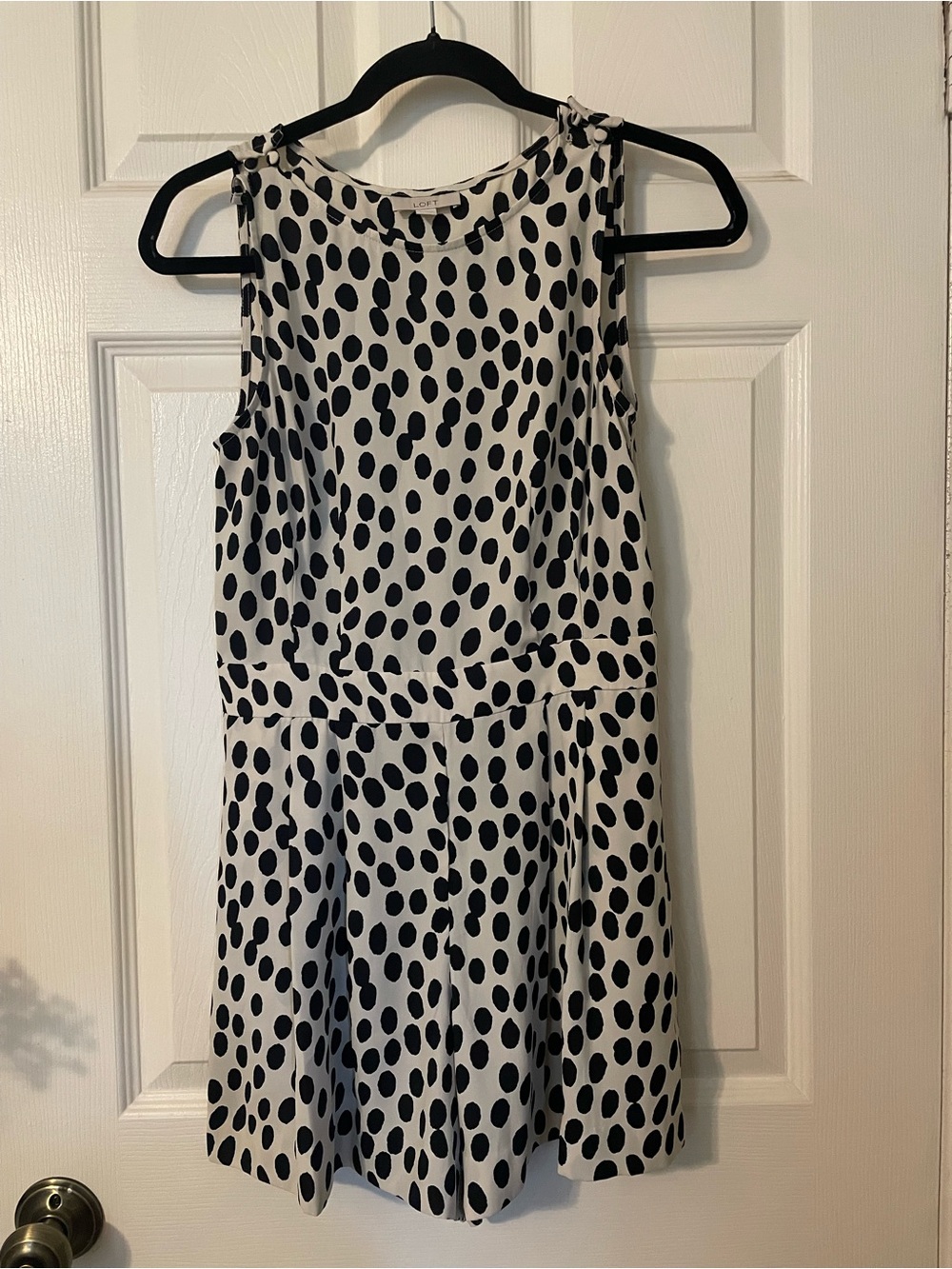 Sleeveless Black & White Polka Dot Romper